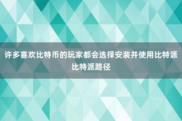 许多喜欢比特币的玩家都会选择安装并使用比特派比特派路径