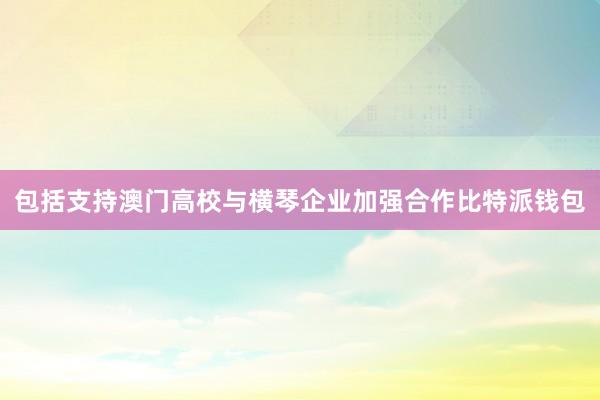 包括支持澳门高校与横琴企业加强合作比特派钱包