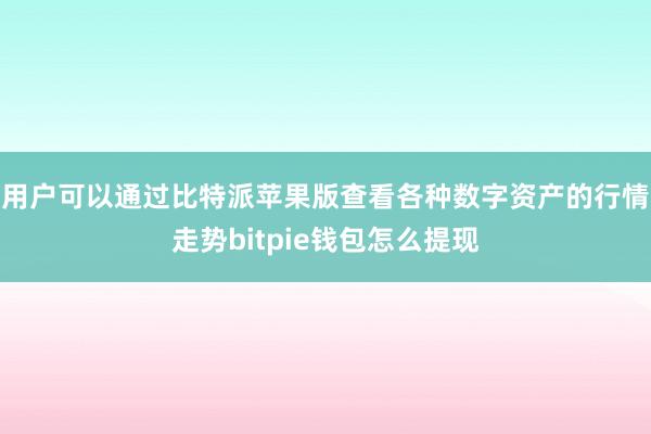 用户可以通过比特派苹果版查看各种数字资产的行情走势bitpie钱包怎么提现