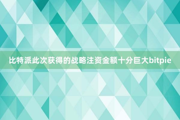 比特派此次获得的战略注资金额十分巨大bitpie