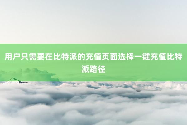 用户只需要在比特派的充值页面选择一键充值比特派路径