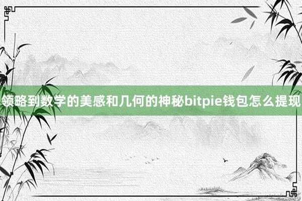 领略到数学的美感和几何的神秘bitpie钱包怎么提现