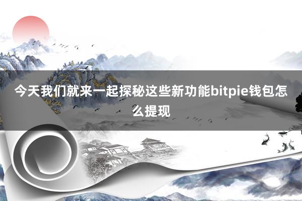 今天我们就来一起探秘这些新功能bitpie钱包怎么提现